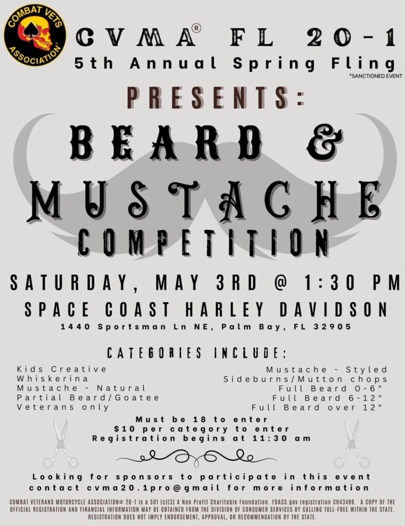 CVMA® FL 20-1, 2025 Spring Fling Beard & Mustache Competition Logo