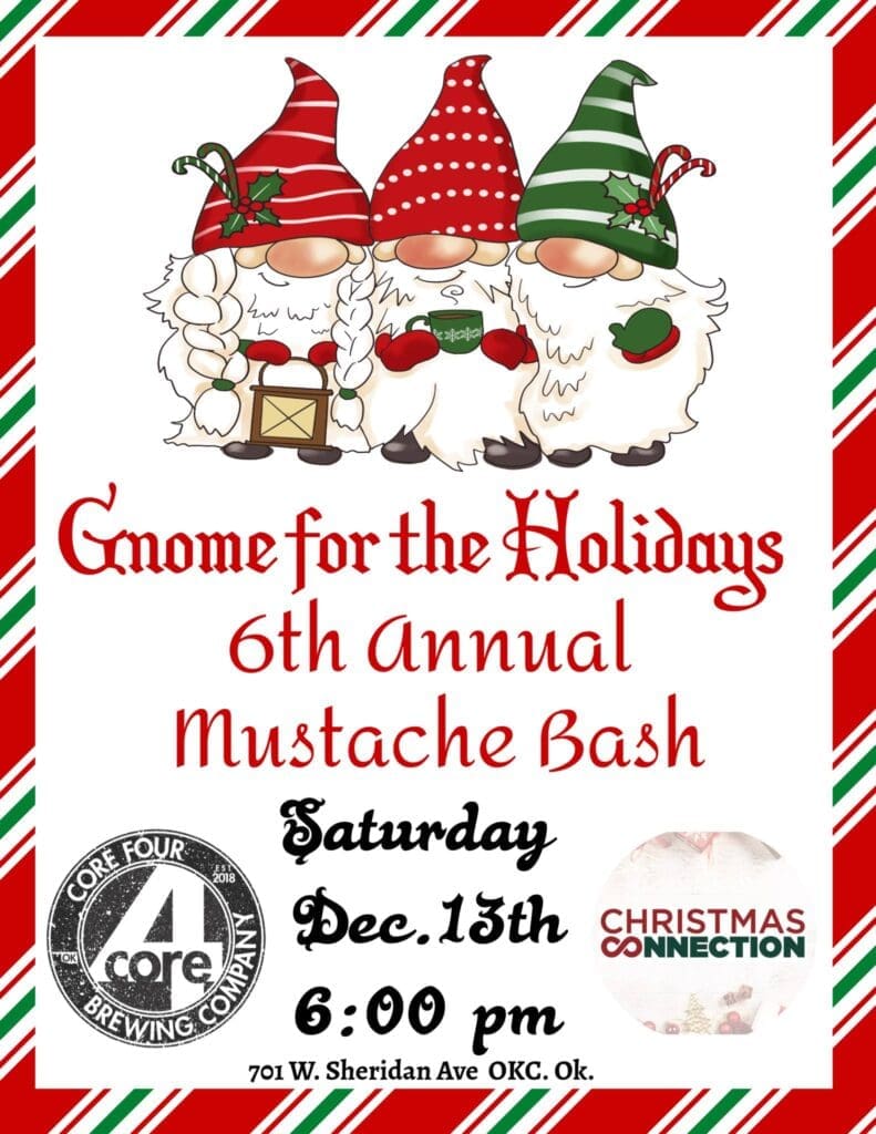 6th Annual Mustache Bash: Gnome for the Holidays | Oklahoma City, Oklahoma Logo